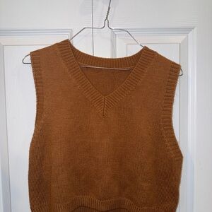 Brown Knit Sleeveless Sweater Vest